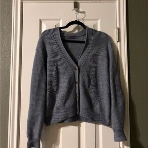 V-Neck Button Cardigan Sweater - Blue